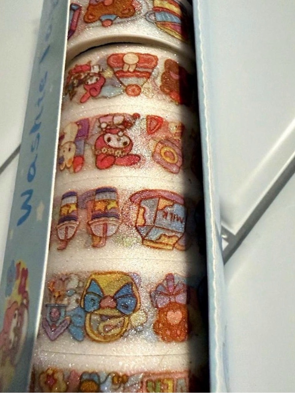Sanrio Glitter Character Decorative Tape - White Base with Multi-Color Prints